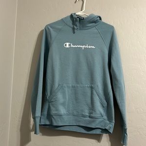 Blue Champion Hoodie, Crossover Neck